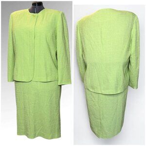 Morgan Miller Women's Two-Piece Green Textured Skirt Suit